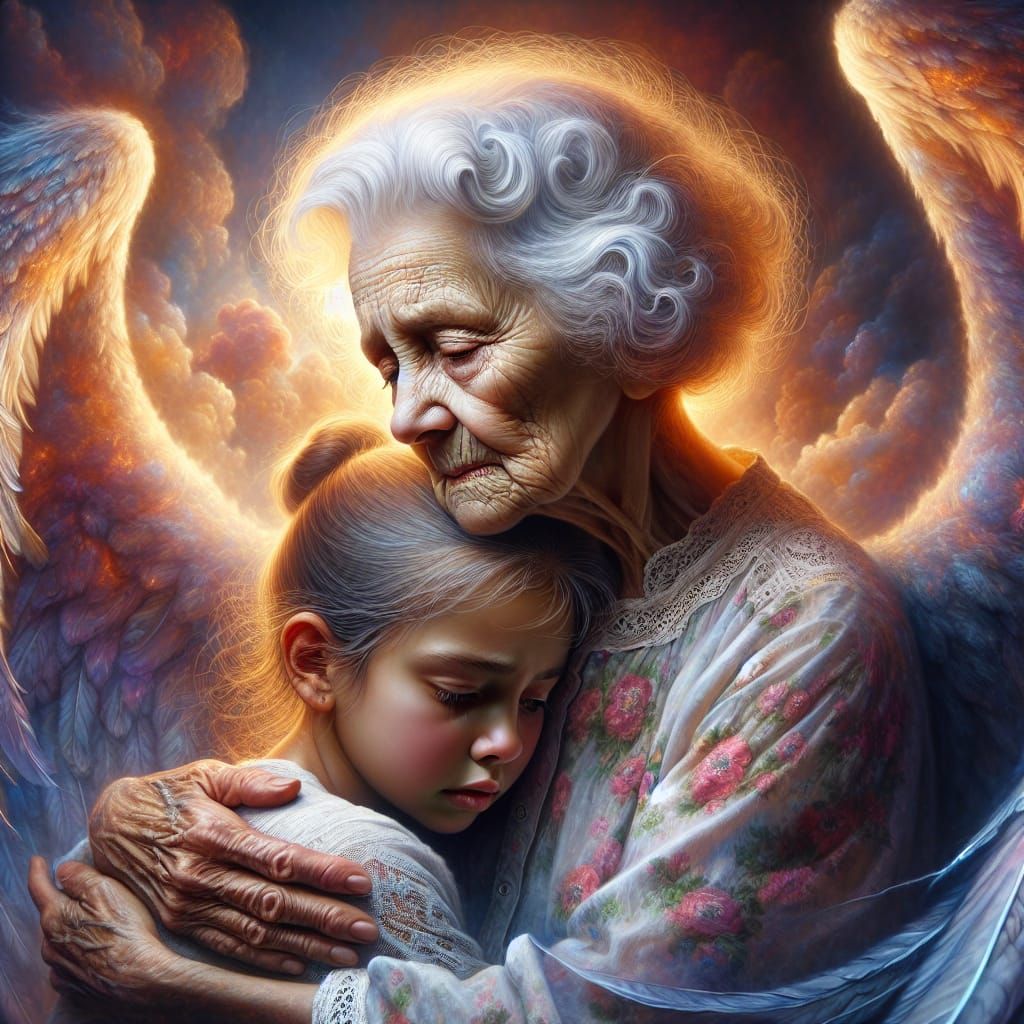 Heartwarming Angelic Embrace in Hyperrealism