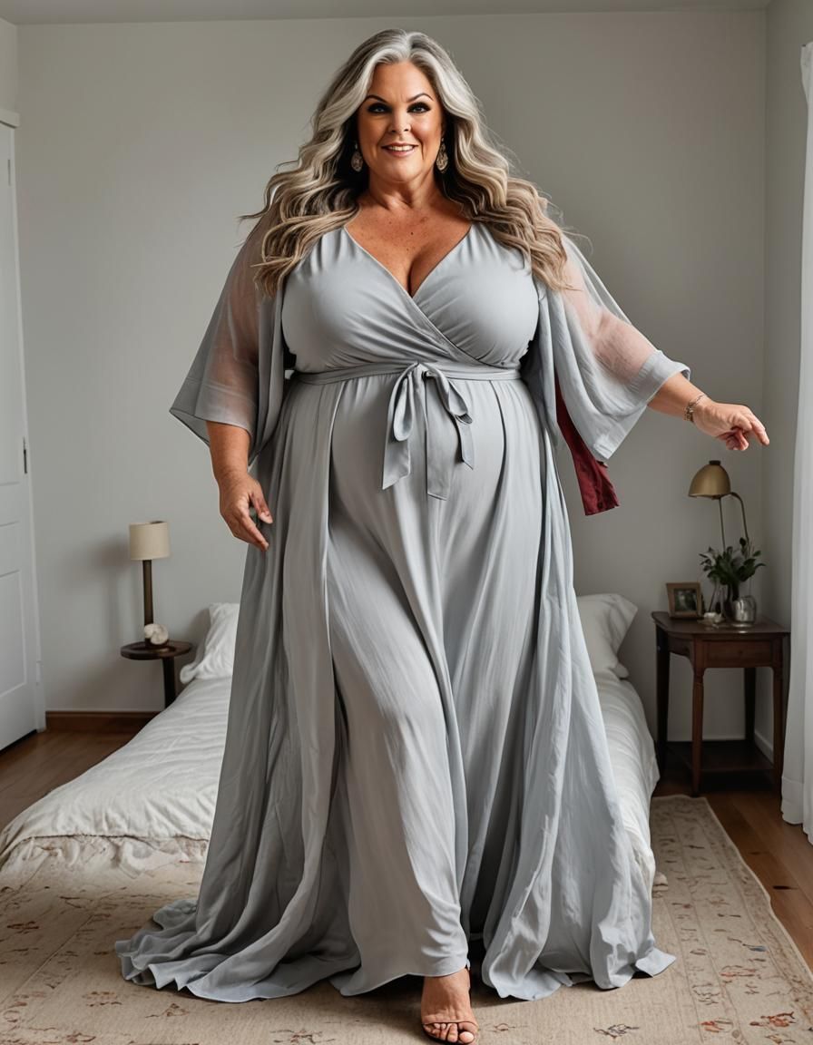 beautfiul 61 year old (caucasian:3) bbw with (long graying hair:3), flowing hair, sagging chest, nue, chubby