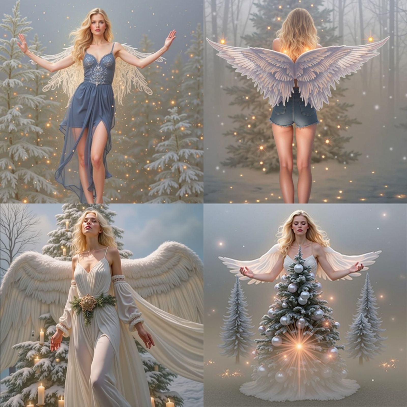Ethereal Angel Emerges from Christmas Tree