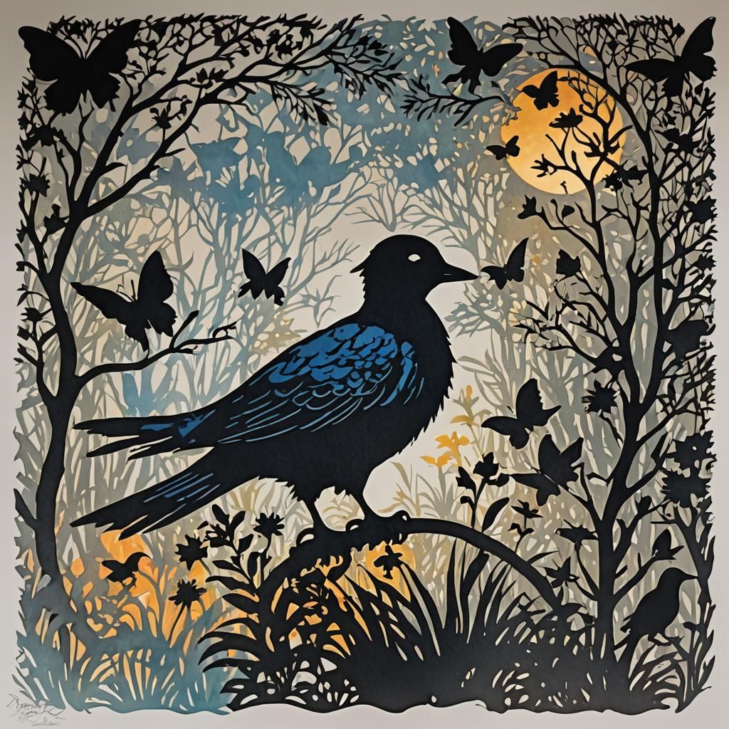 Fairy Tale Silhouette Cutouts in Impressionist Style