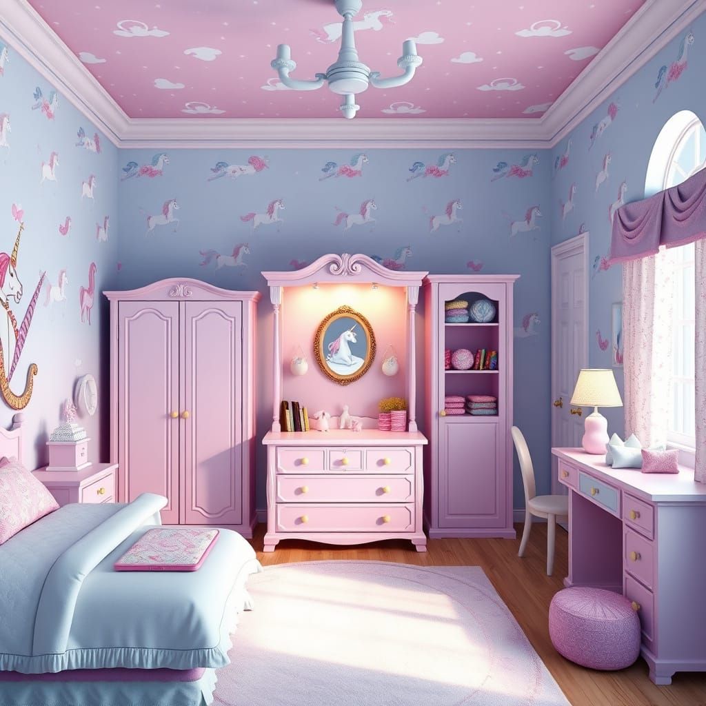 Unicorn Fantasy: A Little Girl's 3D Bedroom