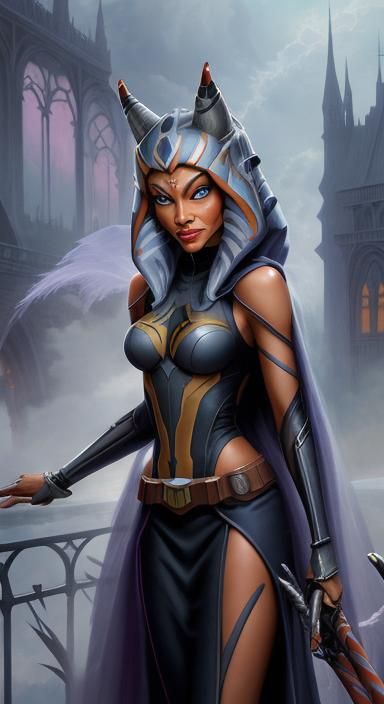 Ahsoka as Bat-Girl in Ethereal Luminist Fantasy