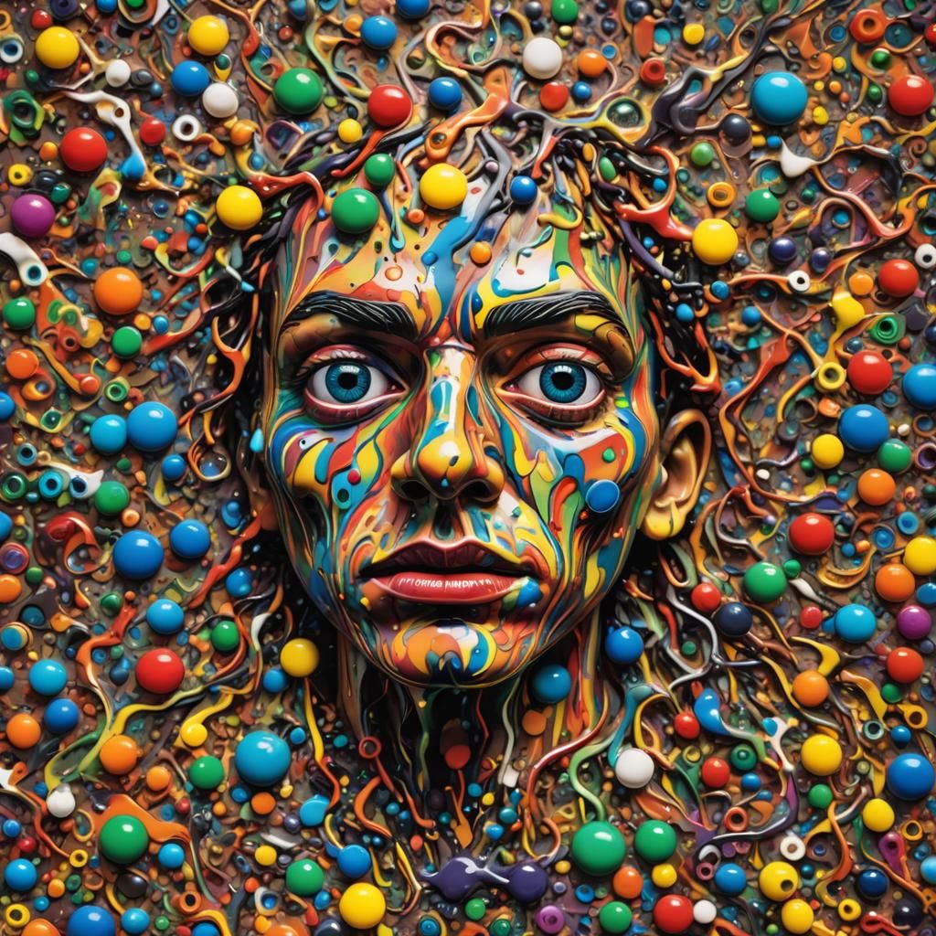 Psychedelic Slime Blob Gathering in Splash Art Style