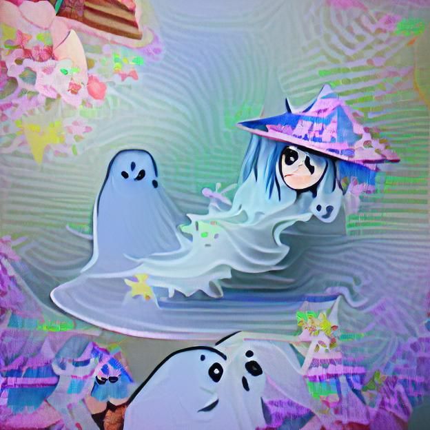 Kawaii Anime Witch Ghost Illustration