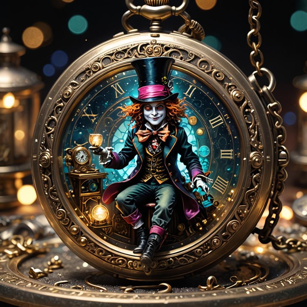 Alice in Wonderland Pocket Clock