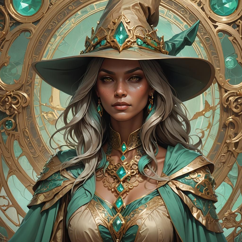 Sea Witch Portrait in Art Nouveau Style