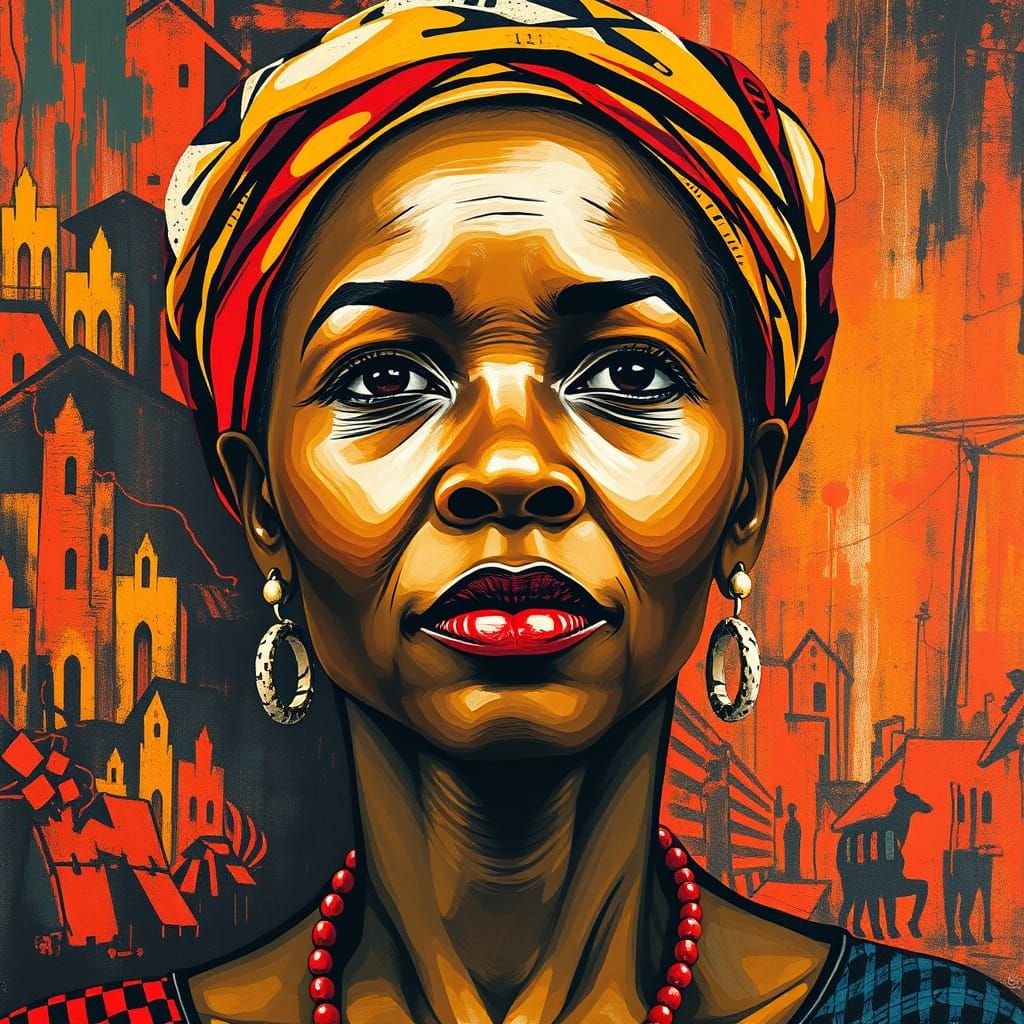 Vibrant Portrait in Earthy African Aesthetic