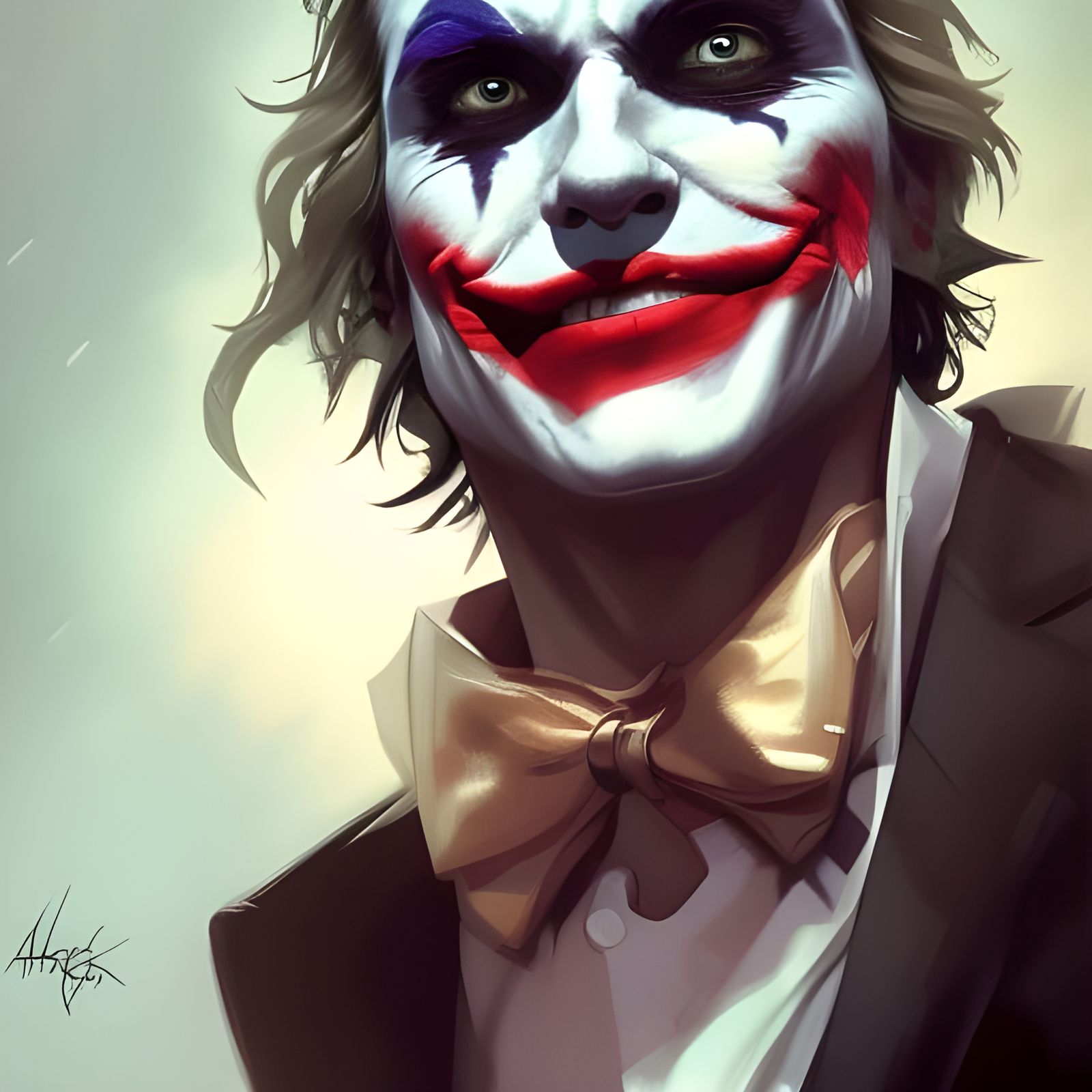 Joker Portrait in Hyperdetailed Digital Art Style