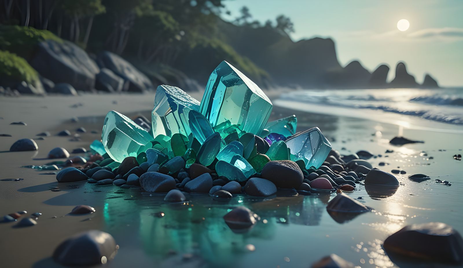 Moonlit Sea Glass Abstract