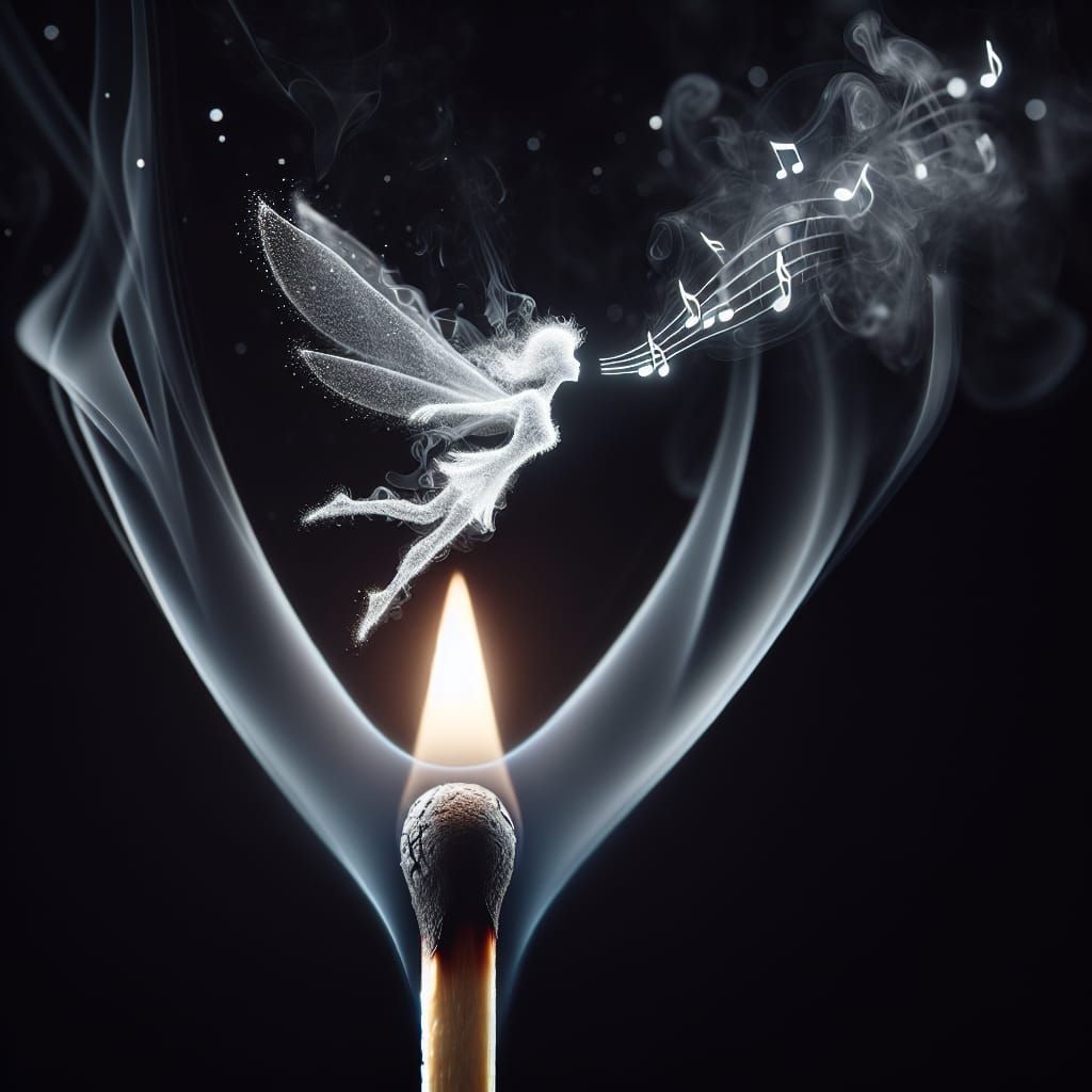 Ethereal Smoke Fairy Emerges from Matchstick
