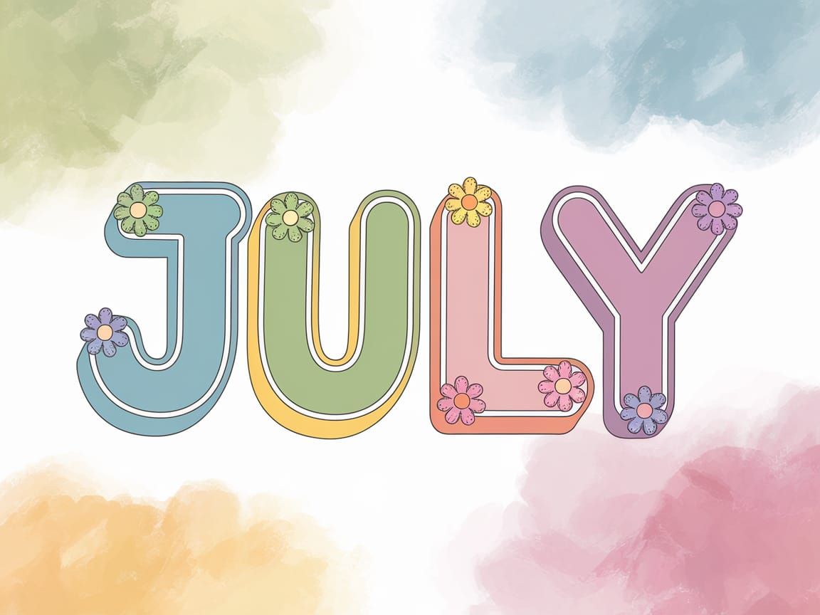 Whimsical 3D July Letters with Pastel Flowers