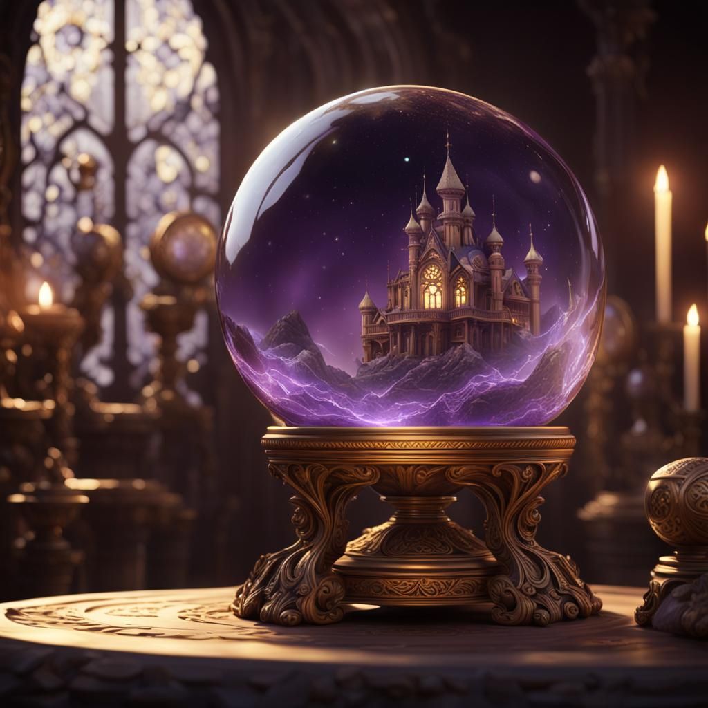 Intricate Crystal Ball in Dark Fantasy Style