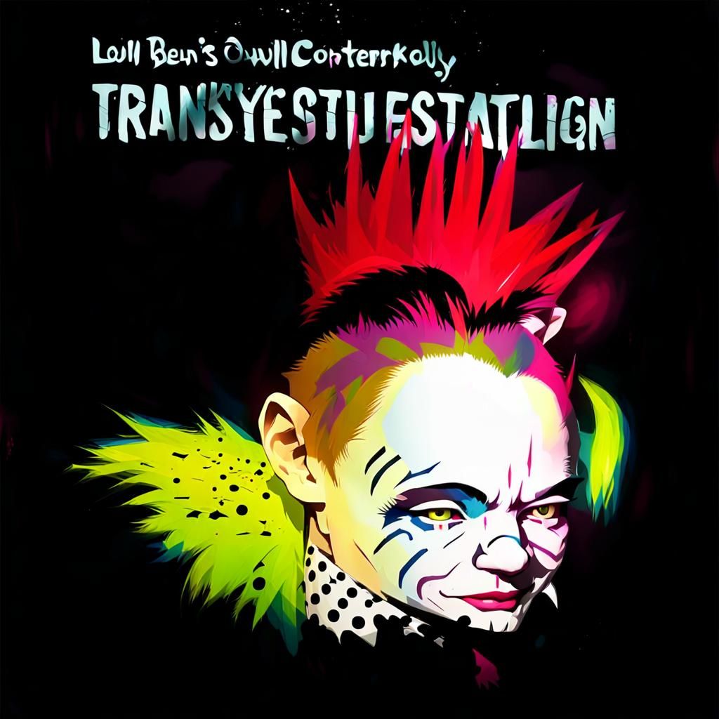 Punk Clown with Triple Mohawk in Digital Graffiti Art