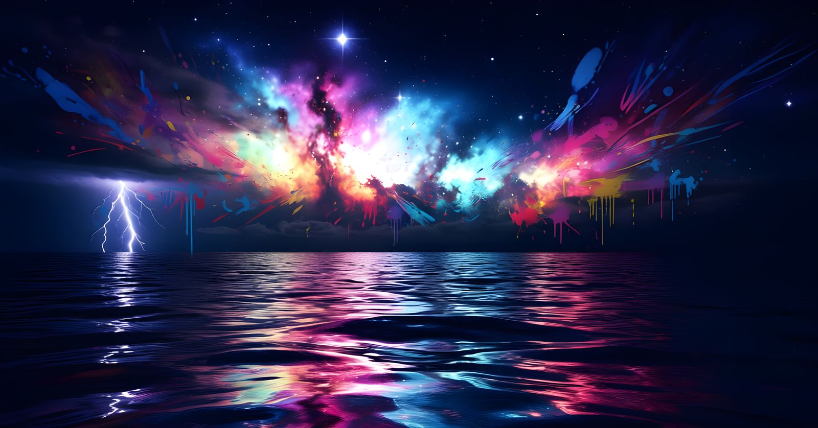 Magical Night Landscape in Airbrush Style
