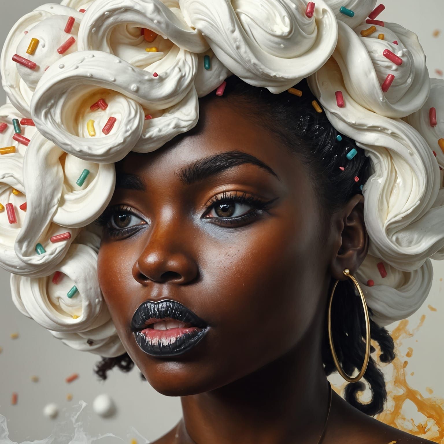 Marshmallow Haired Woman in Chocolate Fudge Style