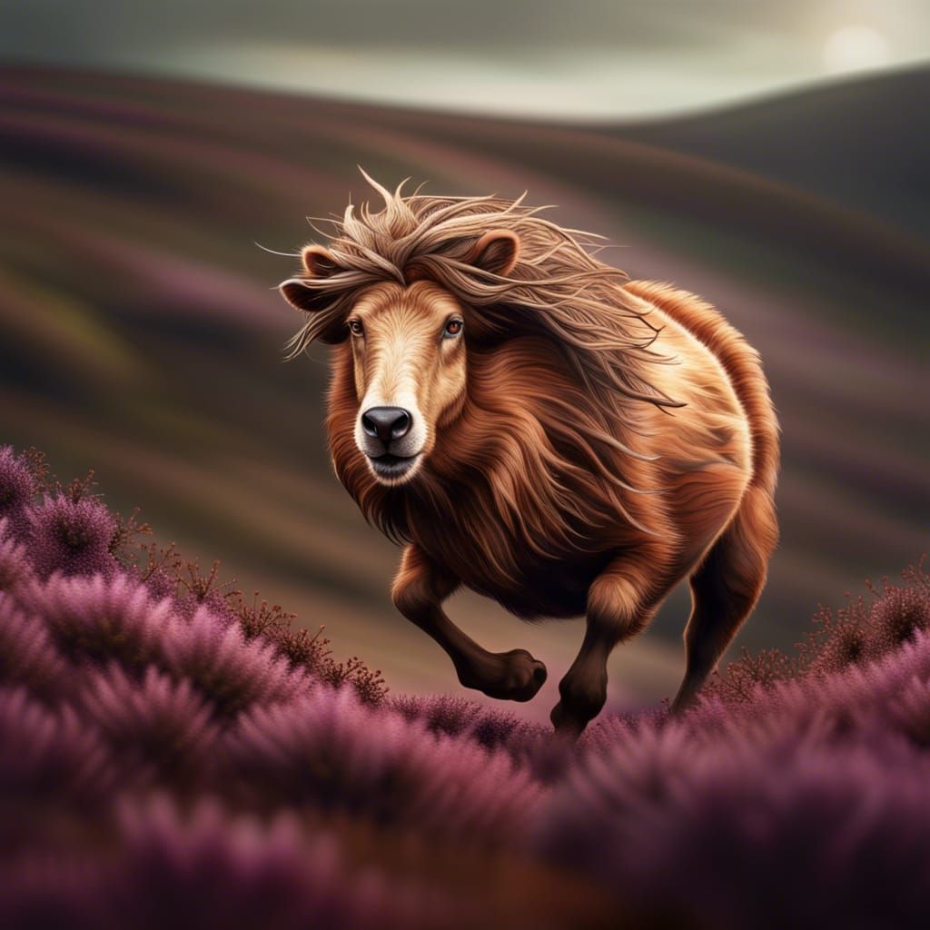 Hyperrealistic Three-Legged Mammal Runs Over Hill