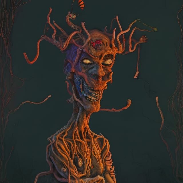 Psychedelic Devil Portrait Inspired by Underground Comix