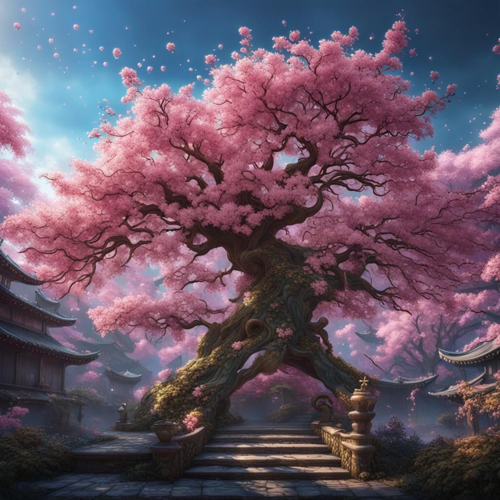 Enchanted Sakura Flower: Fantasy Concept Art