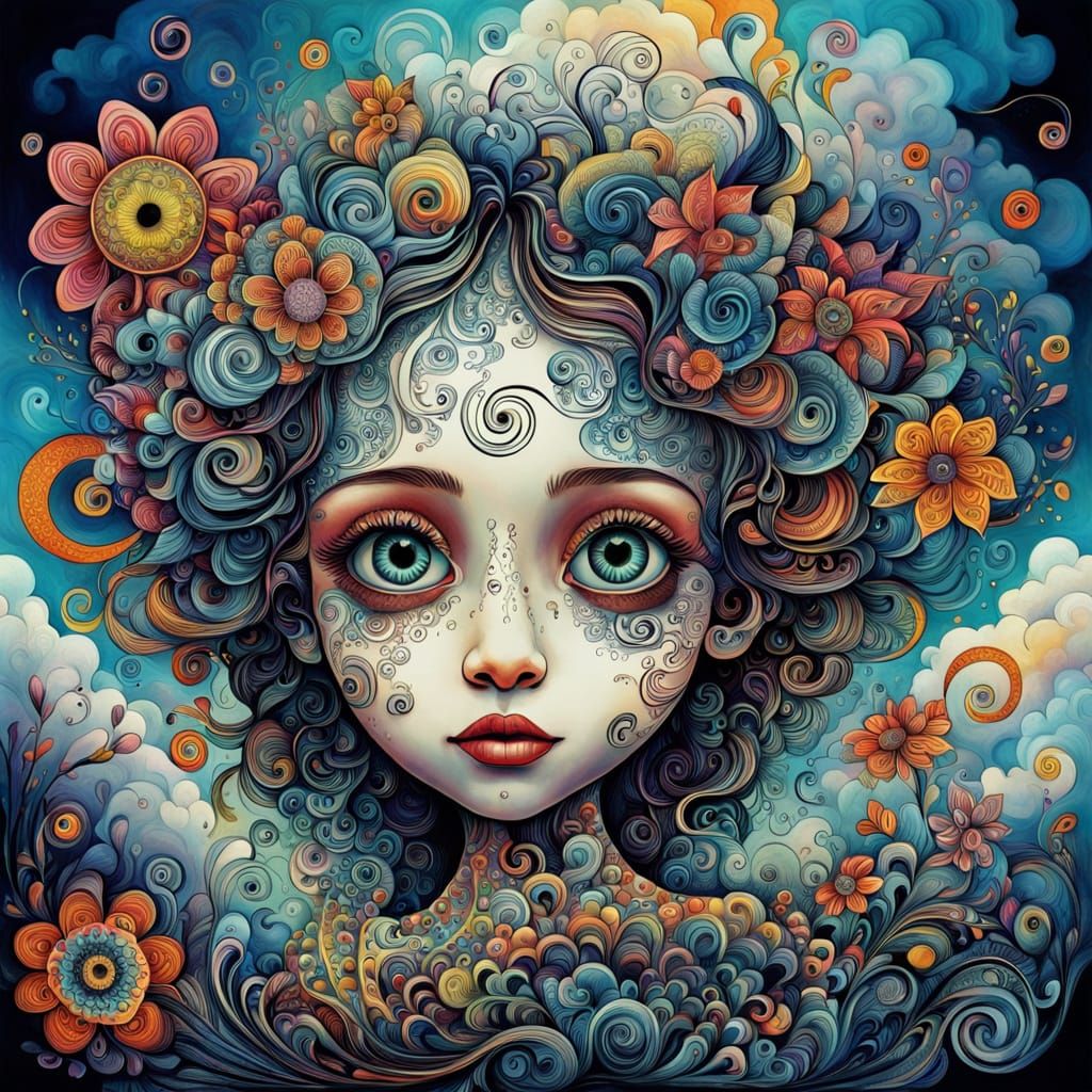 Surreal Whimsical Newborn Portrait in Vibrant Colors