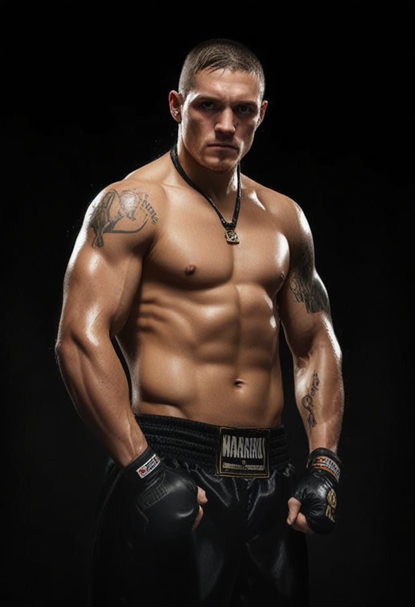 Confident Ukrainian Boxer in Dramatic Boxing Ring