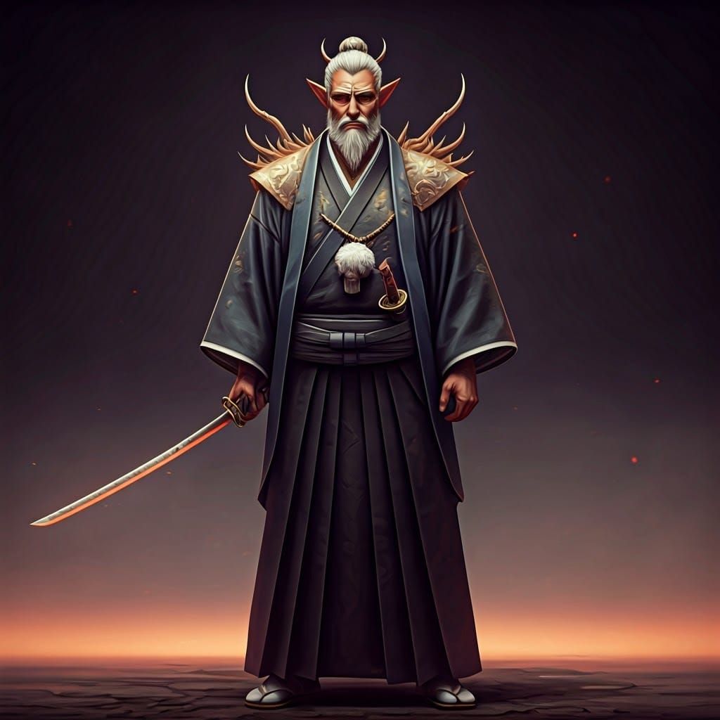 Majestic Wood Elf Mafia Boss in Elegant Japanese Kimono