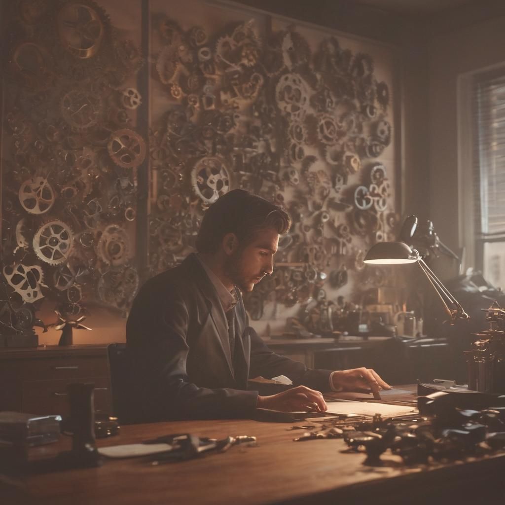 Intricate Steampunk Office with Clockwork Details