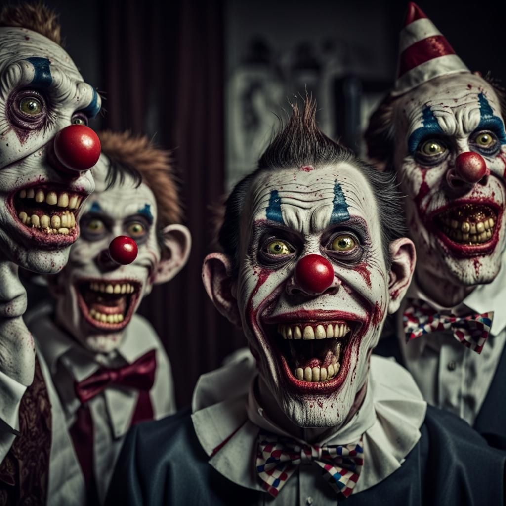 Maniacal Zombie Monkey Clown Barbershop Quartet Portrait