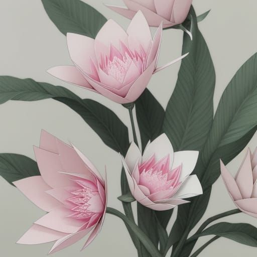 Origami Fairy in Japanese Ink Wash Style