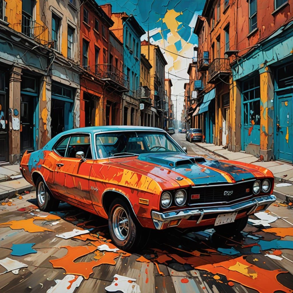 Expressionist Muscle Car Painting Inspired by Soutine and Pi...