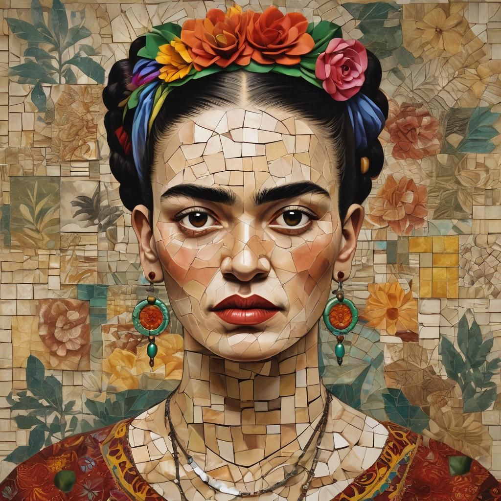 Surreal Cubist Portrait of Frida Kahlo