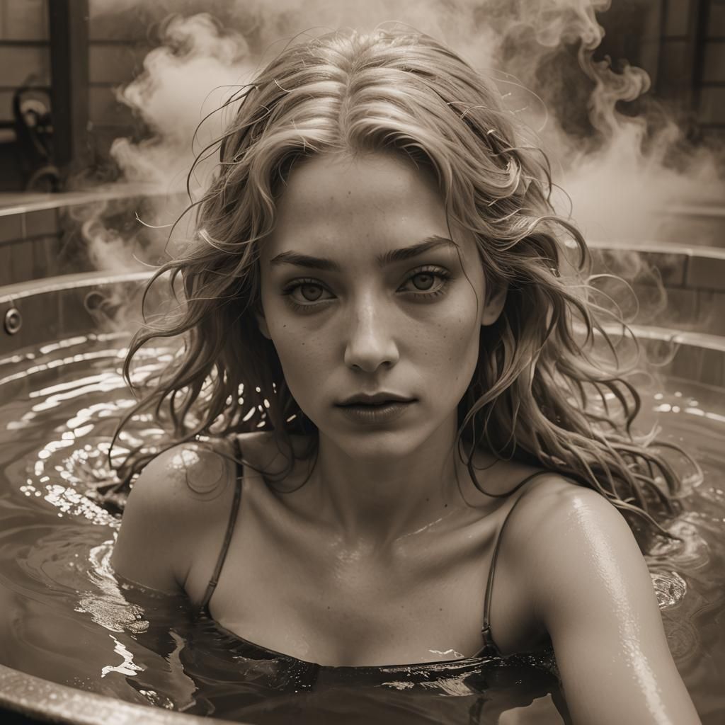 Annie Leibovitz’s photograph of an anime girl in a hot tub i...