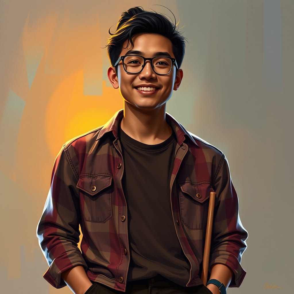 Digital Painting of a Musician with Drumsticks