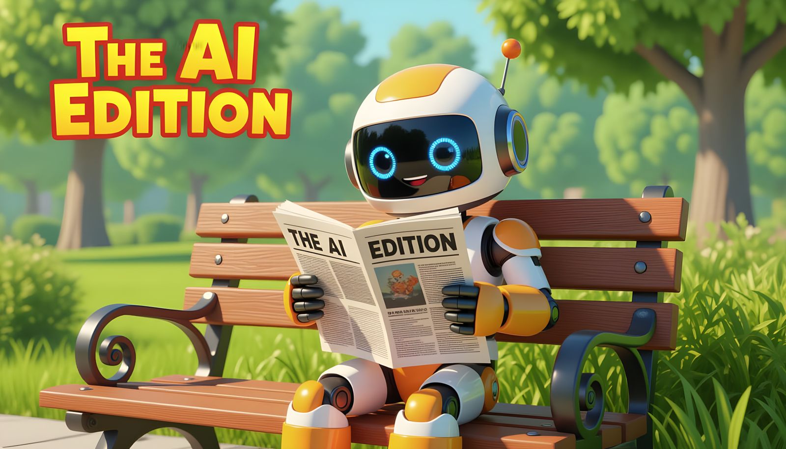 Pixar Robot Reads "The AI Edition" Newspaper