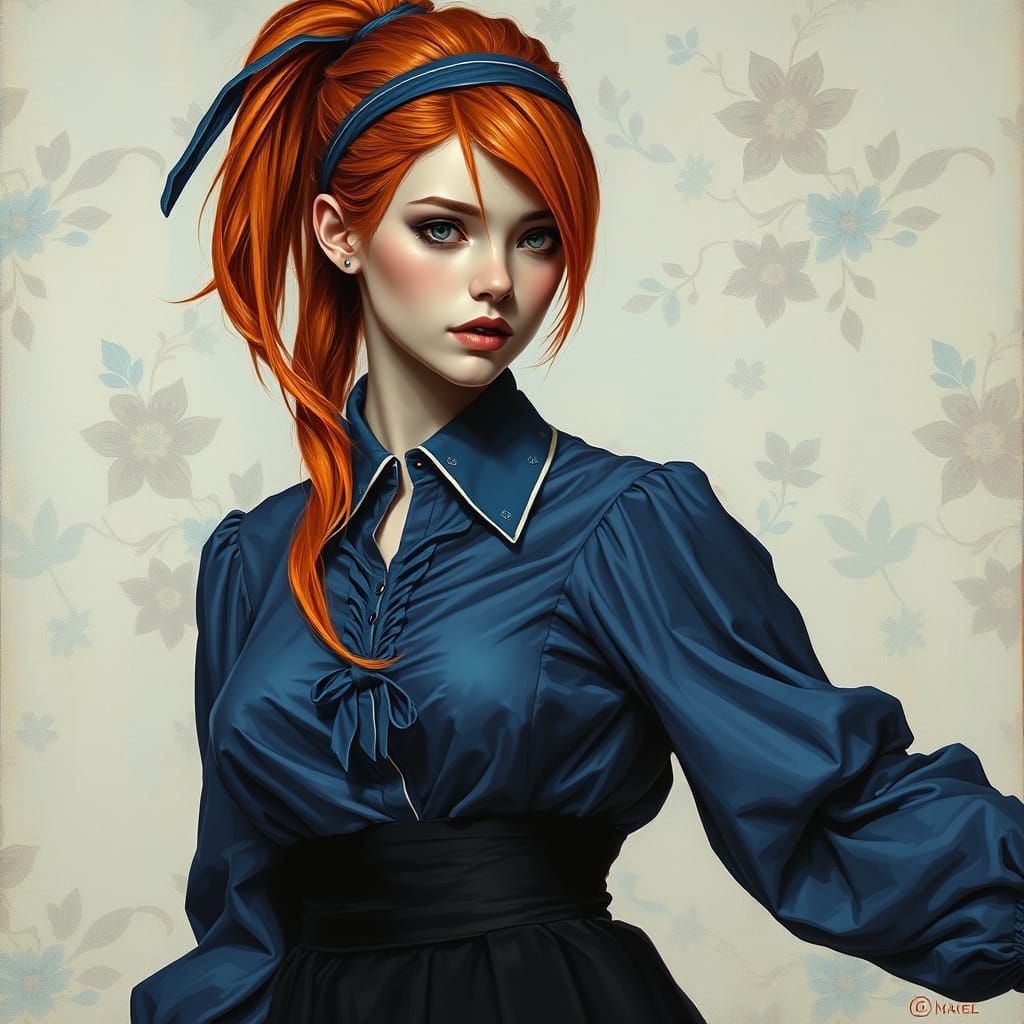 Dark Fantasy Female Figure, Hyperrealistic Oil Painting