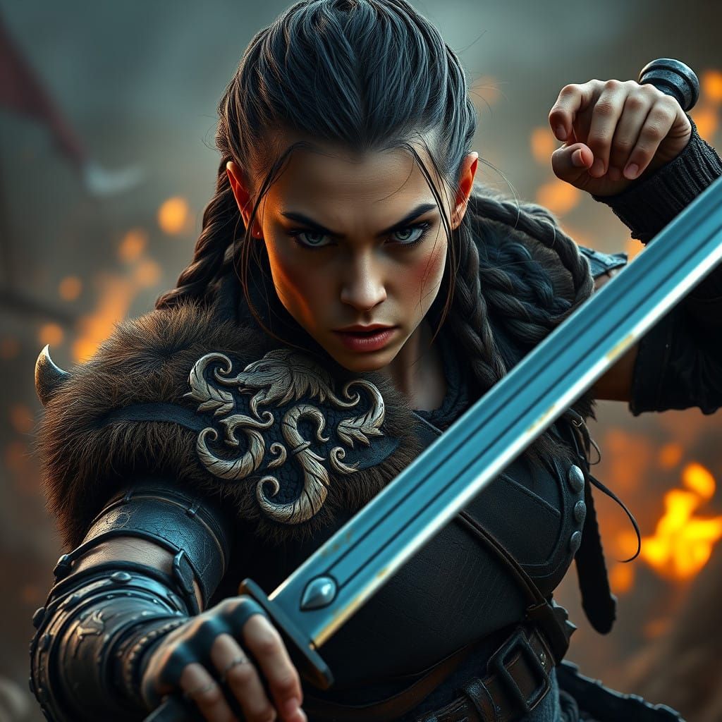 Fierce Viking Warrior in Action
