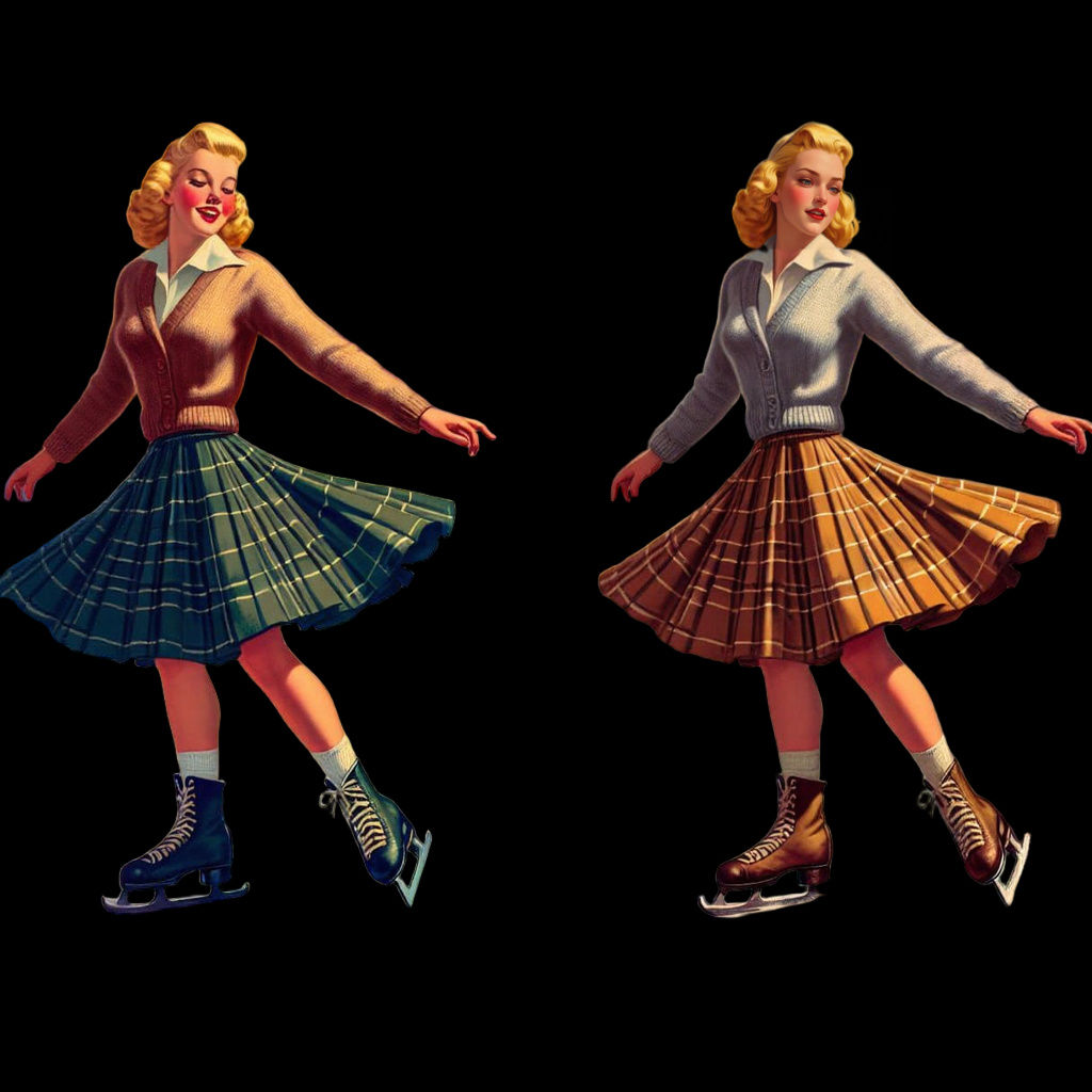 Vintage Poster of Girl Skating on Pond