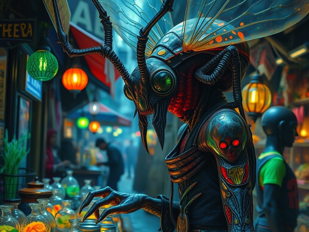 Eldritch Exoplanet Market Vendor in Mixed Media