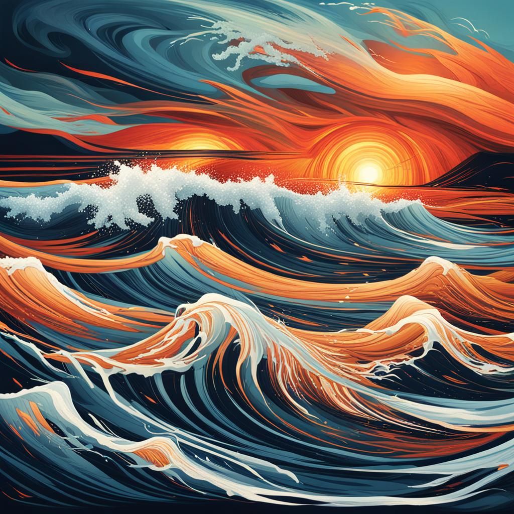 Flaming Waves on the Ocean