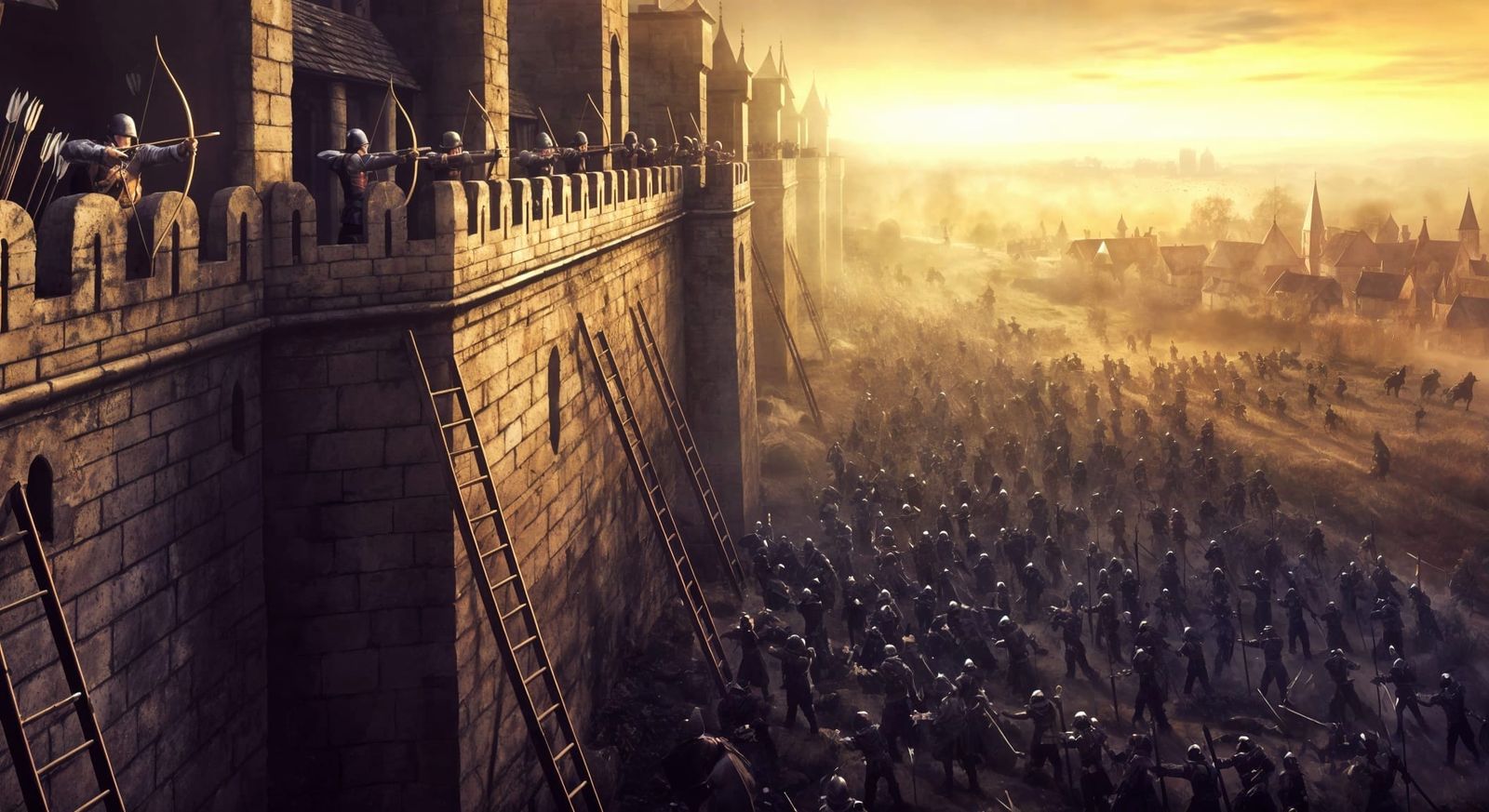 Archers Defend Castle Walls in Epic Battle