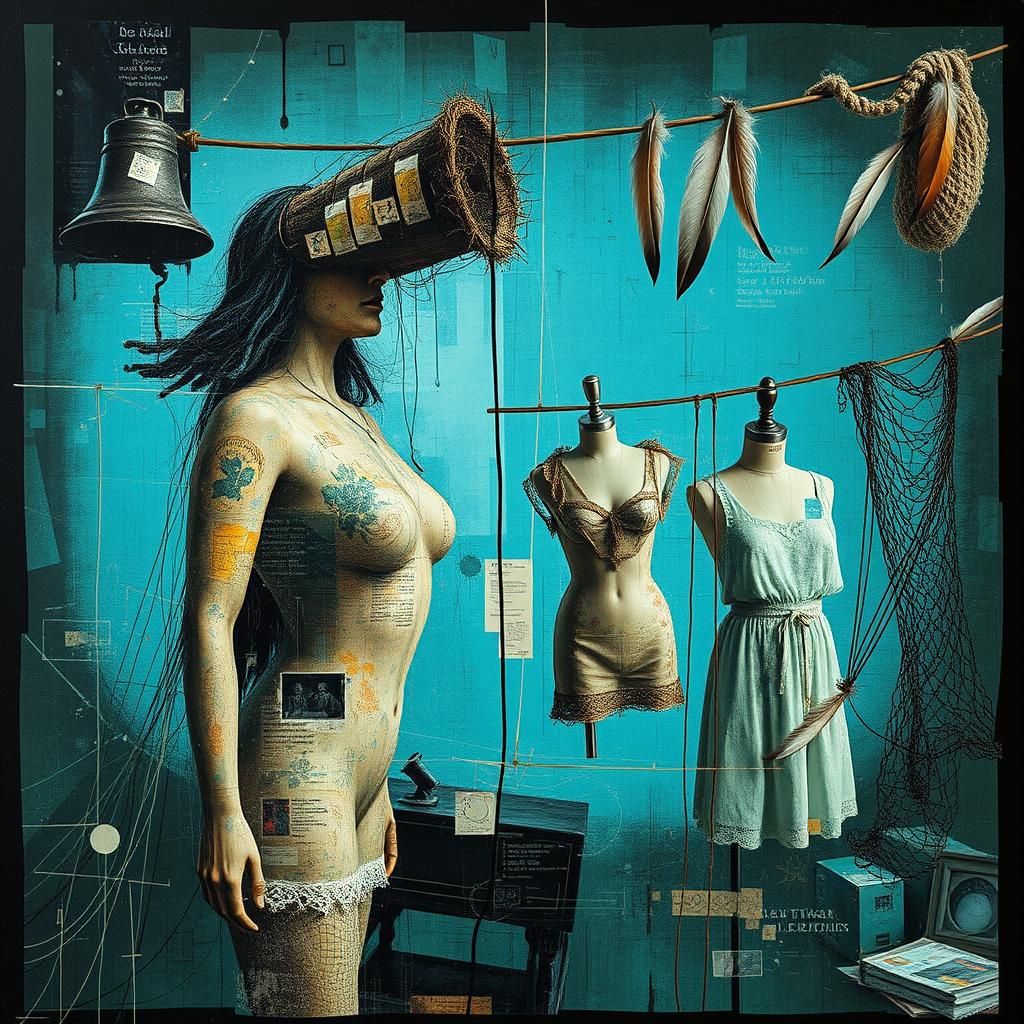 Dynamic Mixed Media Collage with Digital Glitches