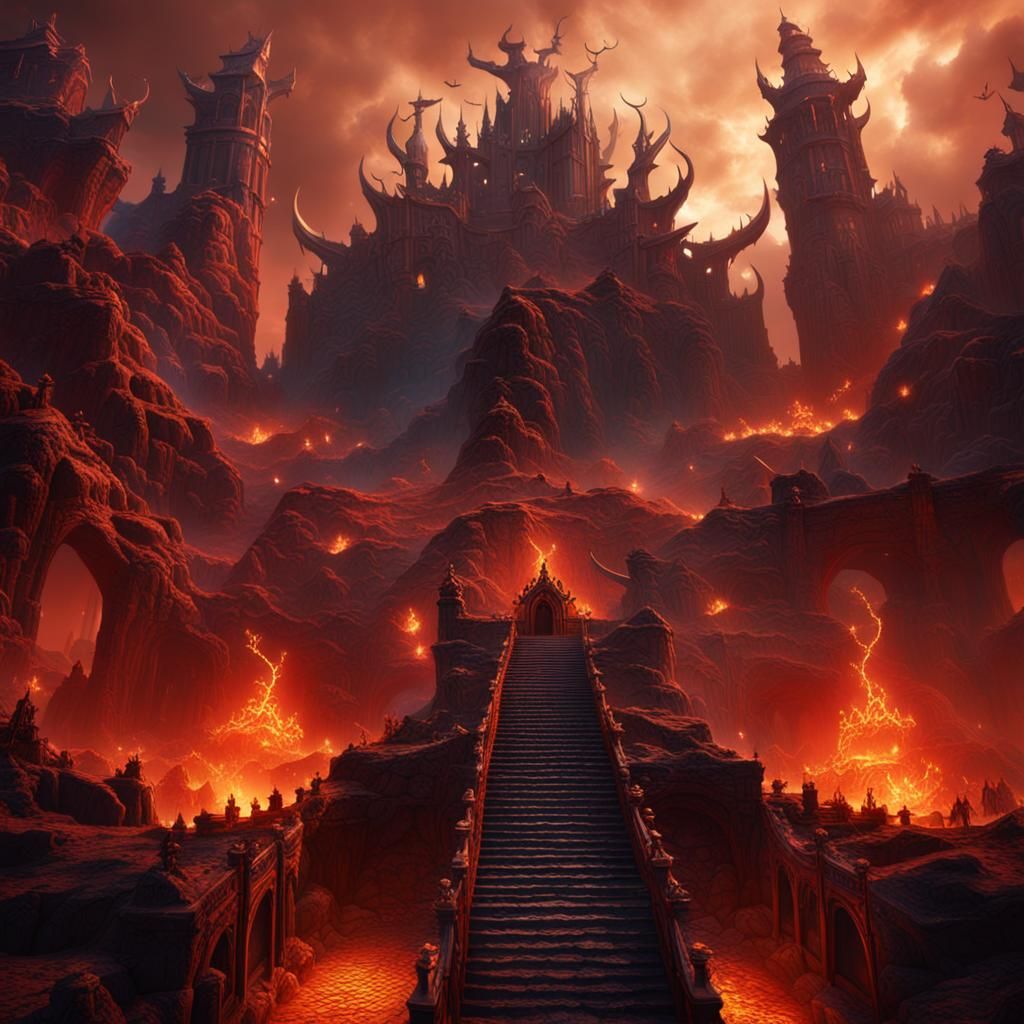 Detailed Matte Painting of Hell in 8K Resolution