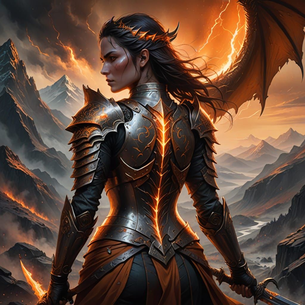 Majestic Fantasy Warrior Dominates the Mountain Battlefield