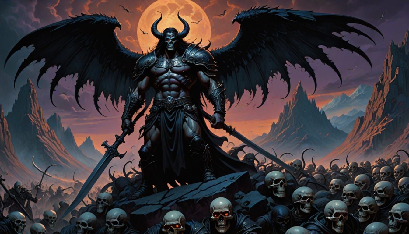 Dark Angel of Death in Frank Frazetta Style