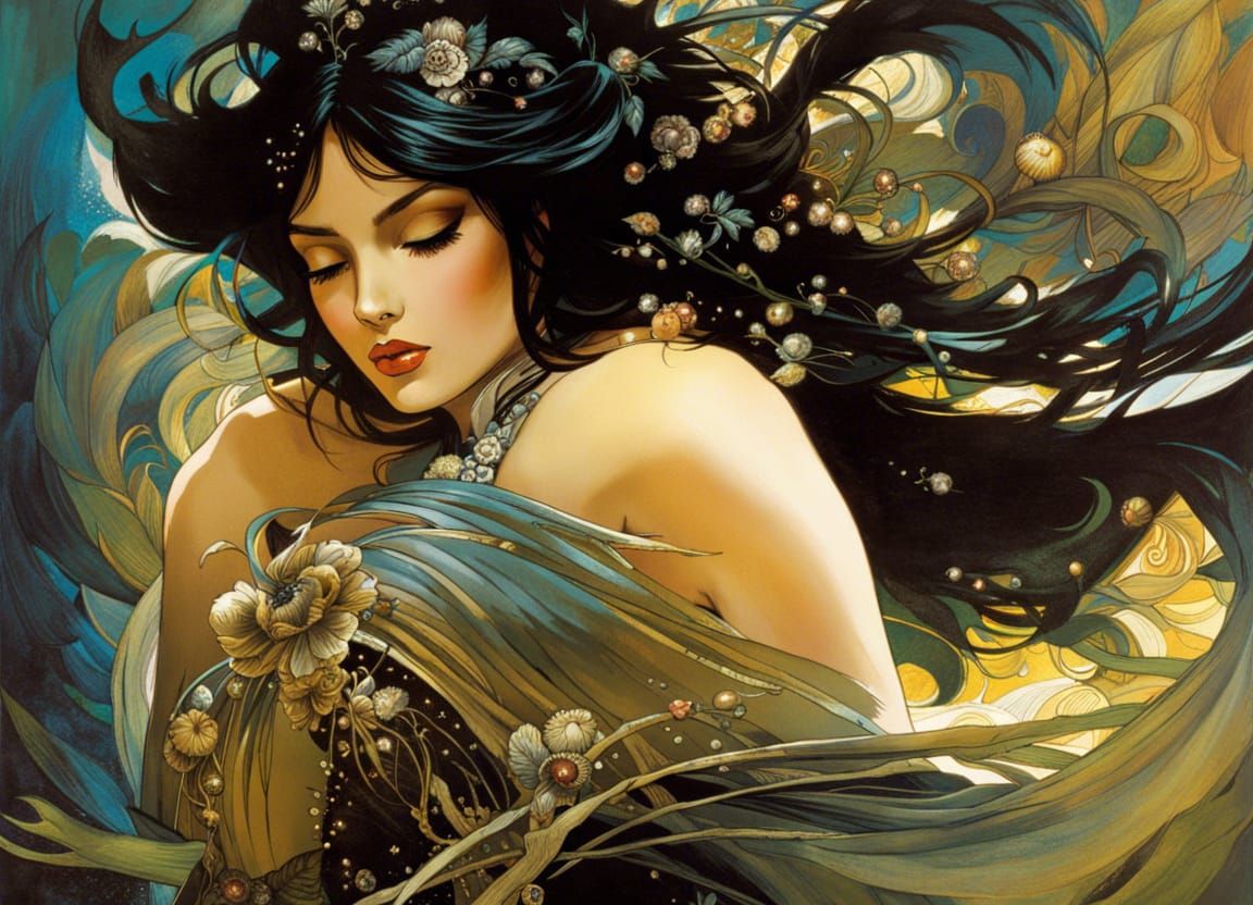 Enchantress with Luminous Sparkles, a Digital Masterpiece