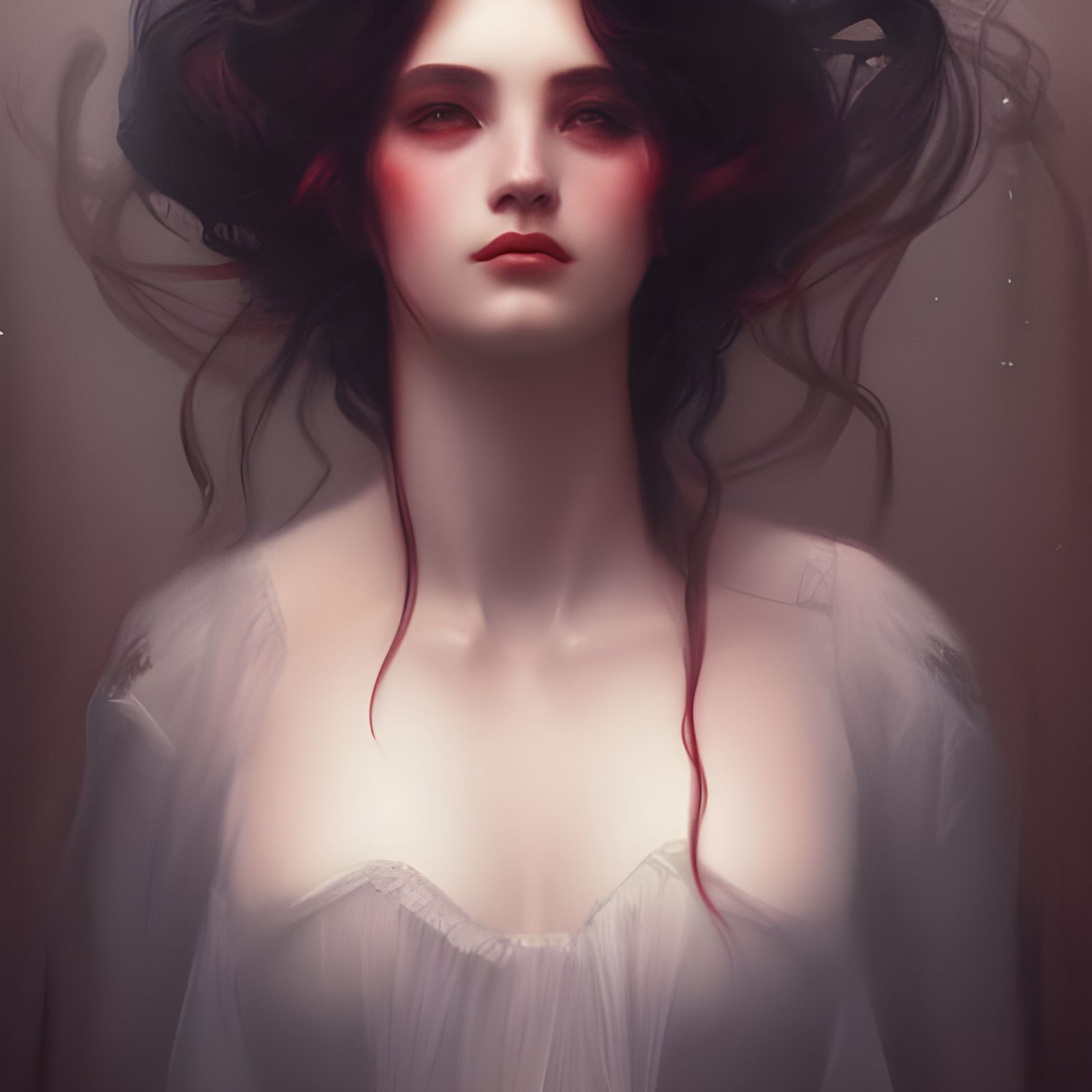 Victorian Woman in Red Dress, Steampunk Portrait