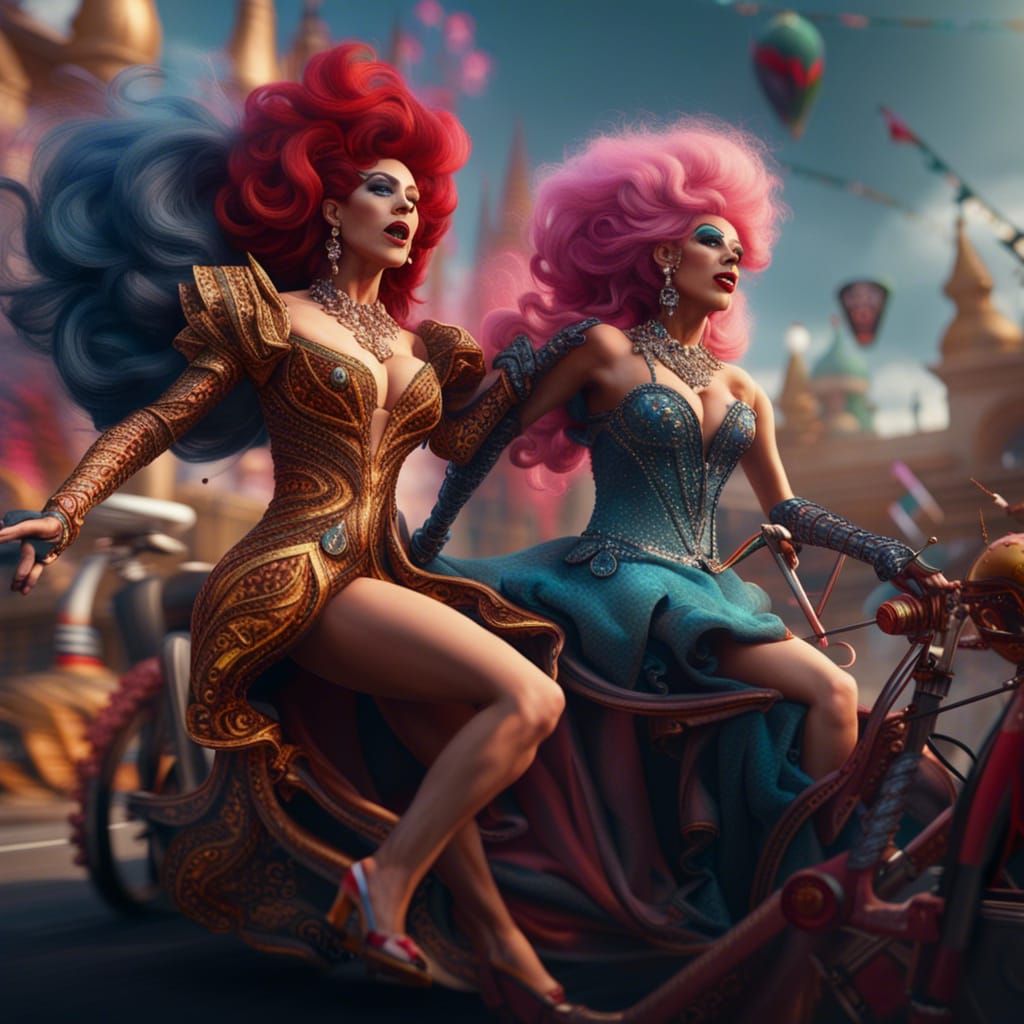 Drag Queens Race: Detailed Fantasy Art