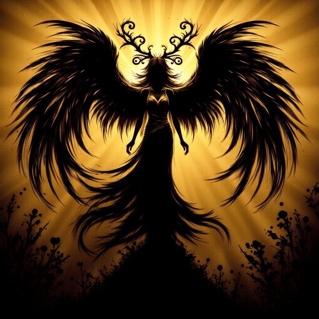 Norse Goddess in Blacklit Goldenrod Glass