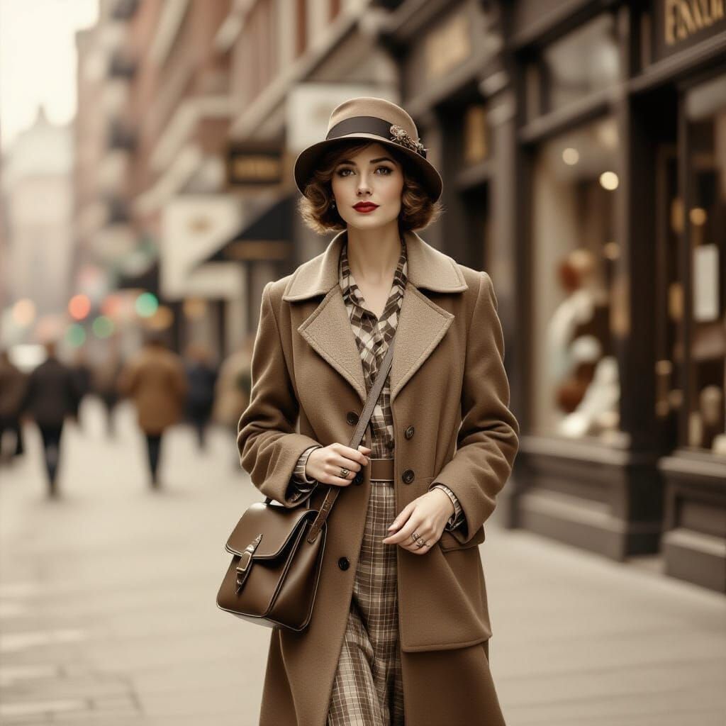 Woman in 1920s Fashion, Sepia Polaroid Photo
