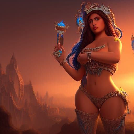 Latina Princess Fantasy Art in Detailed Matte Painting