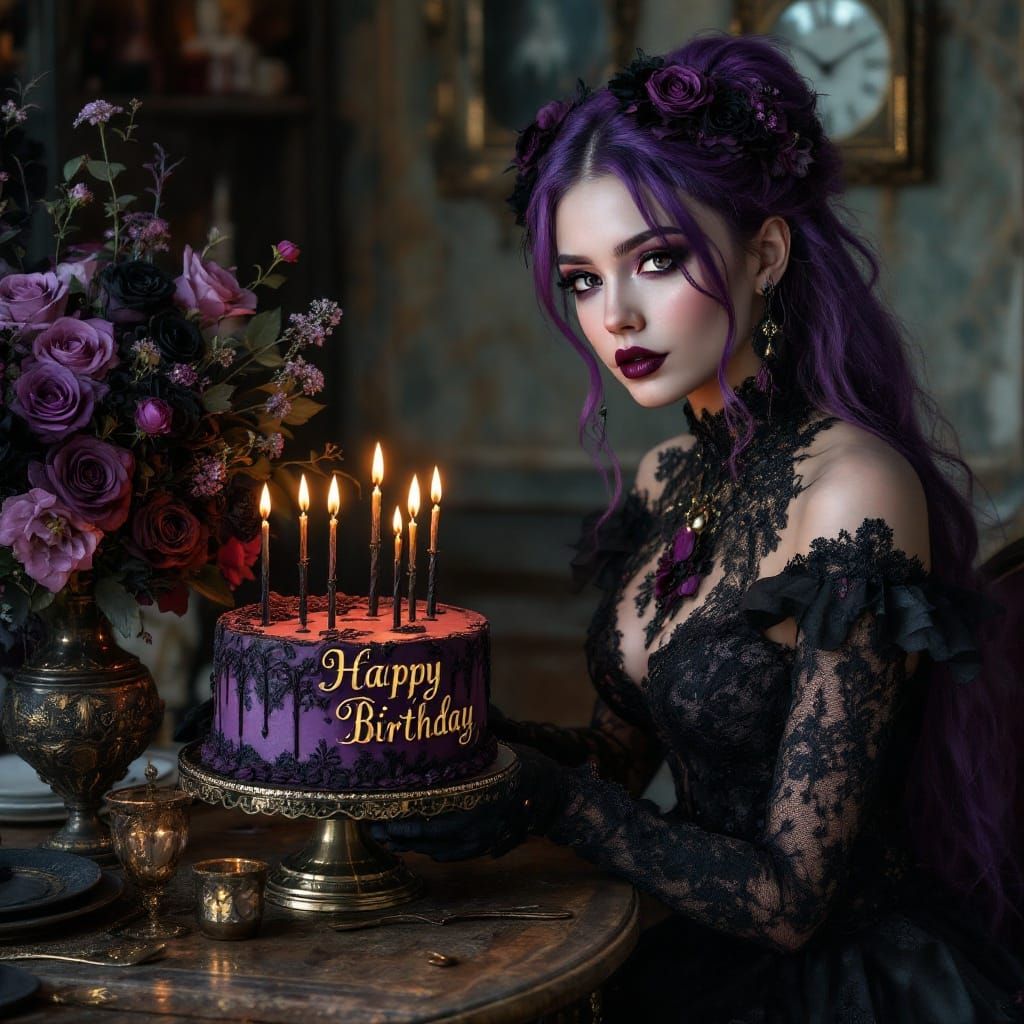 Gothic Birthday Girl in Elegant Victorian Style